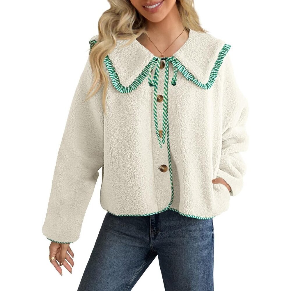 Womens Fuzzy Sherpa Jacket Fleece Coat Fall Winter Casual Outerwear
